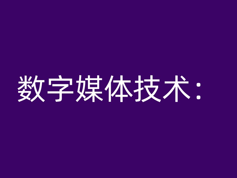 数字媒体技术：