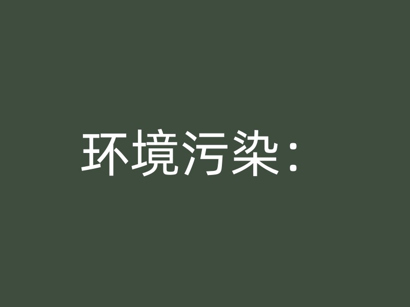 环境污染：