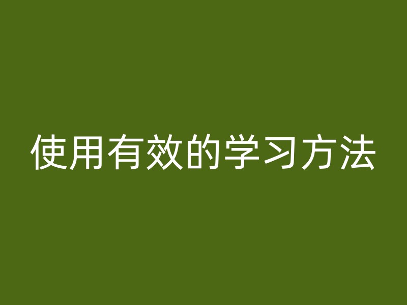 使用有效的学习方法