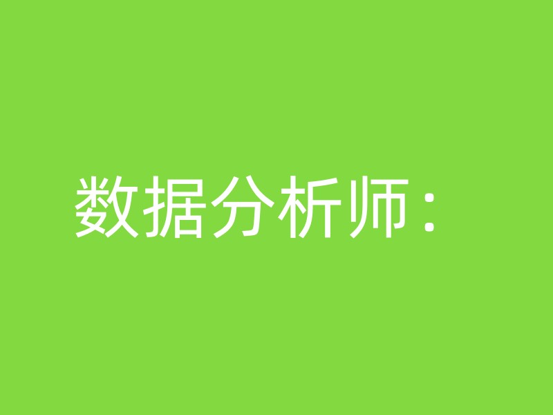 数据分析师：