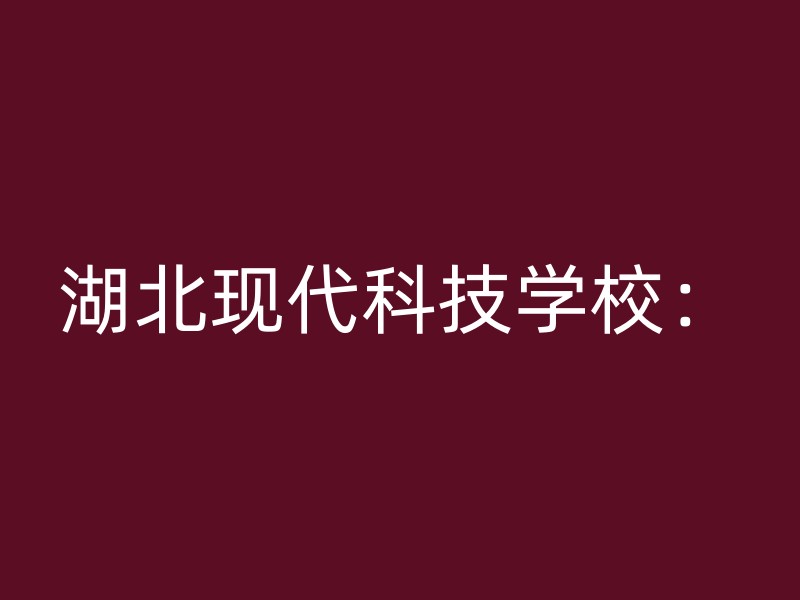 湖北现代科技学校：