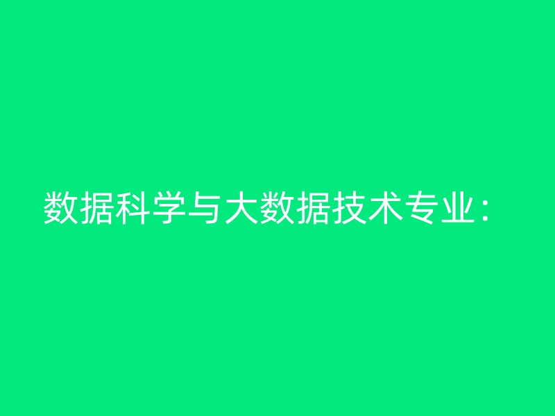 数据科学与大数据技术专业：