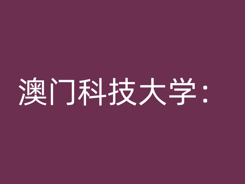 澳门科技大学：