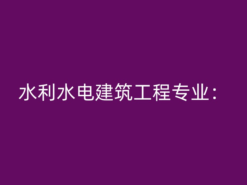 水利水电建筑工程专业：