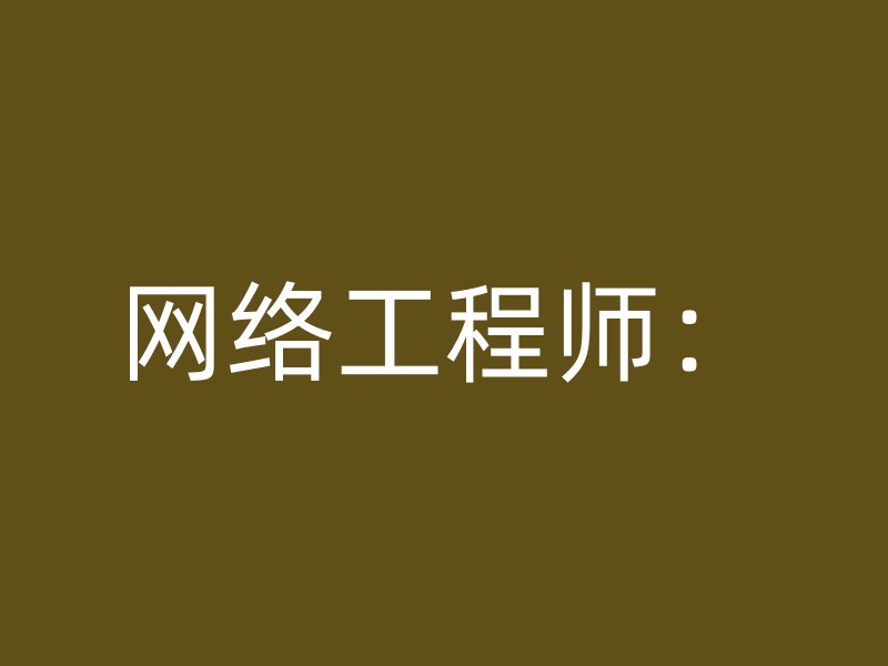 网络工程师：