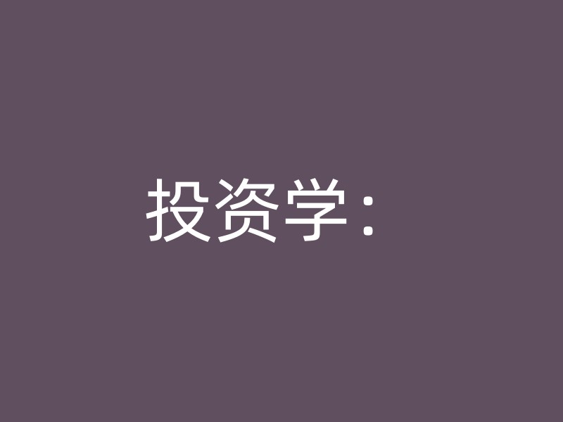 投资学：