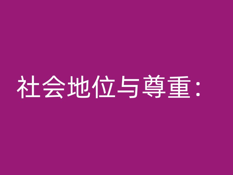 社会地位与尊重：