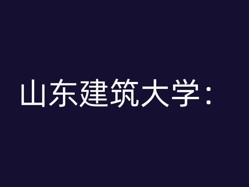 山东建筑大学：