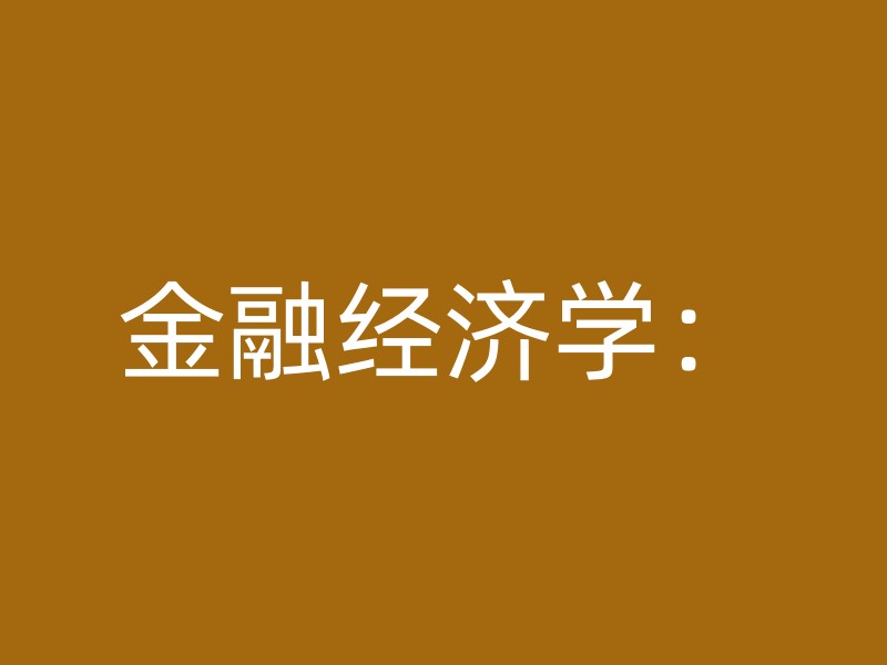 金融经济学：