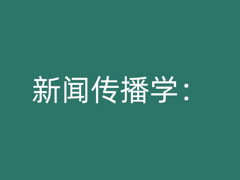 新闻传播学：