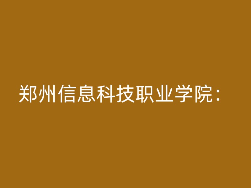 郑州信息科技职业学院：