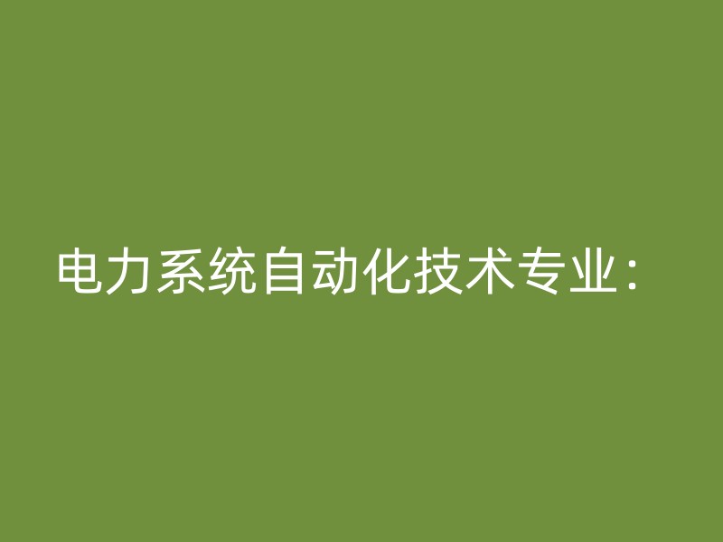 电力系统自动化技术专业：