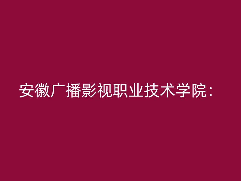 安徽广播影视职业技术学院：