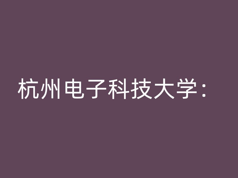 杭州电子科技大学：