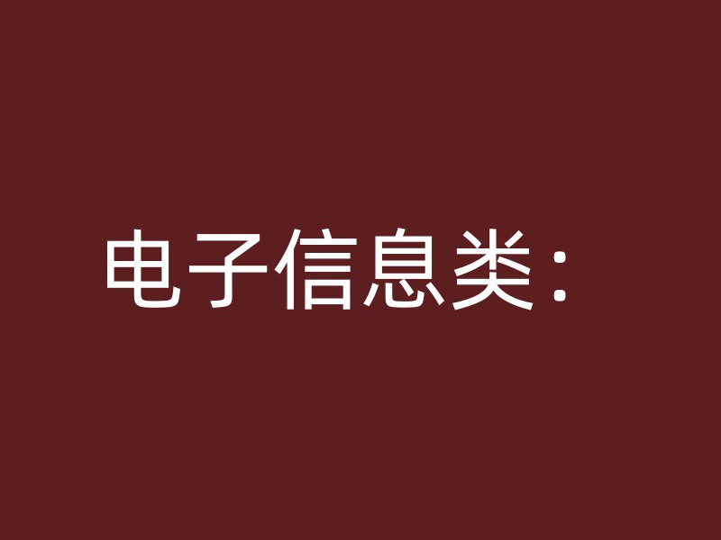 电子信息类：