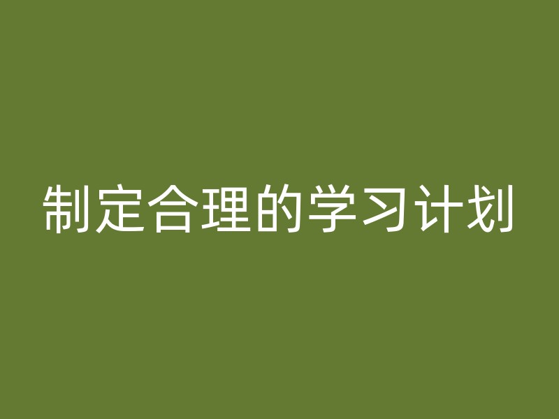 制定合理的学习计划