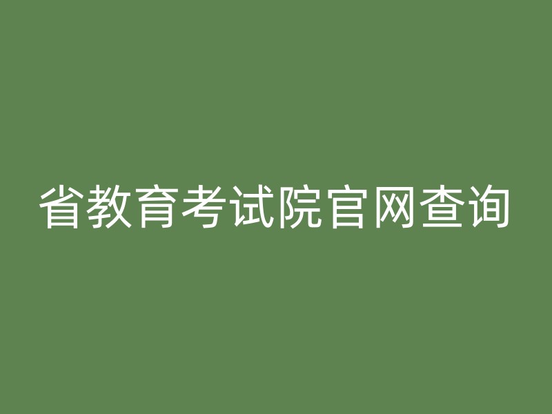 省教育考试院官网查询