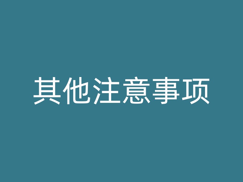 其他注意事项