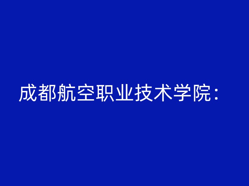 成都航空职业技术学院：