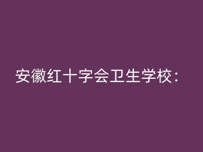 安徽红十字会卫生学校：