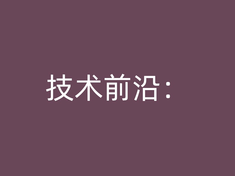 技术前沿：