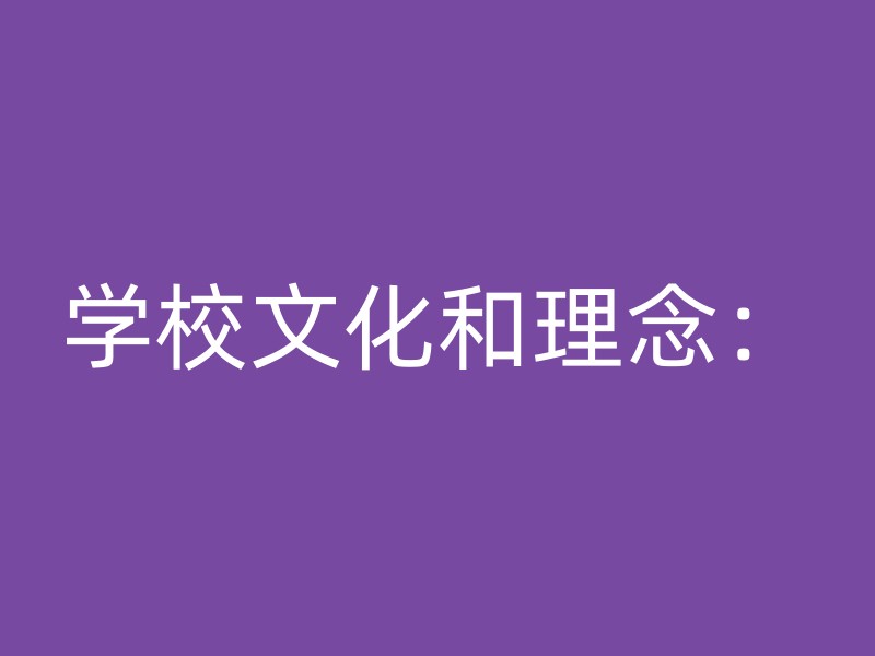 学校文化和理念：