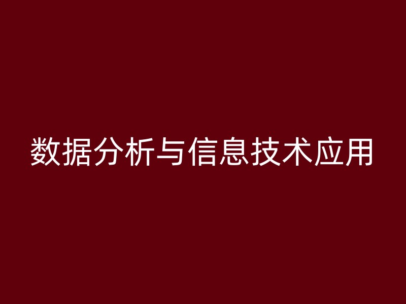 数据分析与信息技术应用