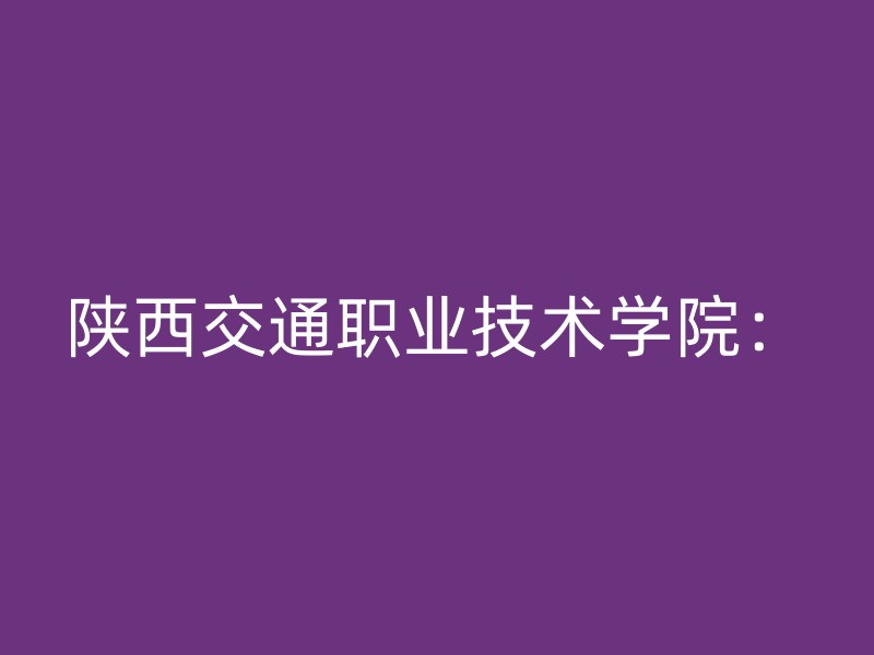 陕西交通职业技术学院：