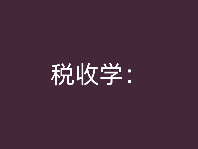 税收学：