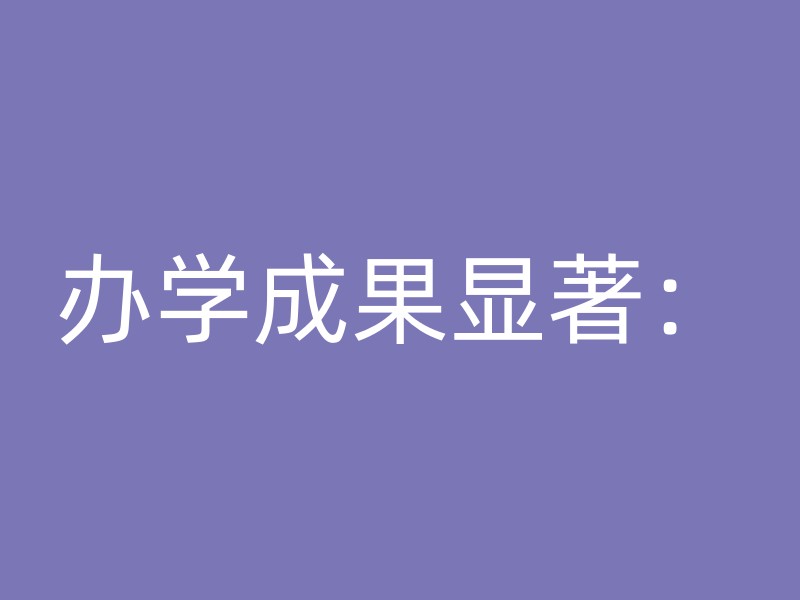 办学成果显著：