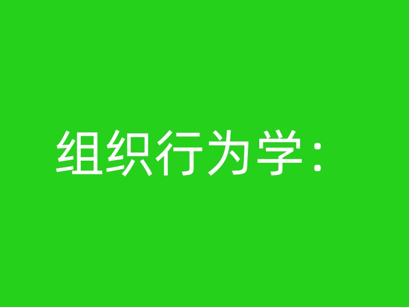 组织行为学：