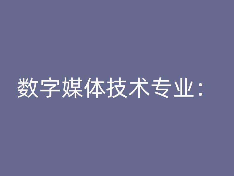 数字媒体技术专业：