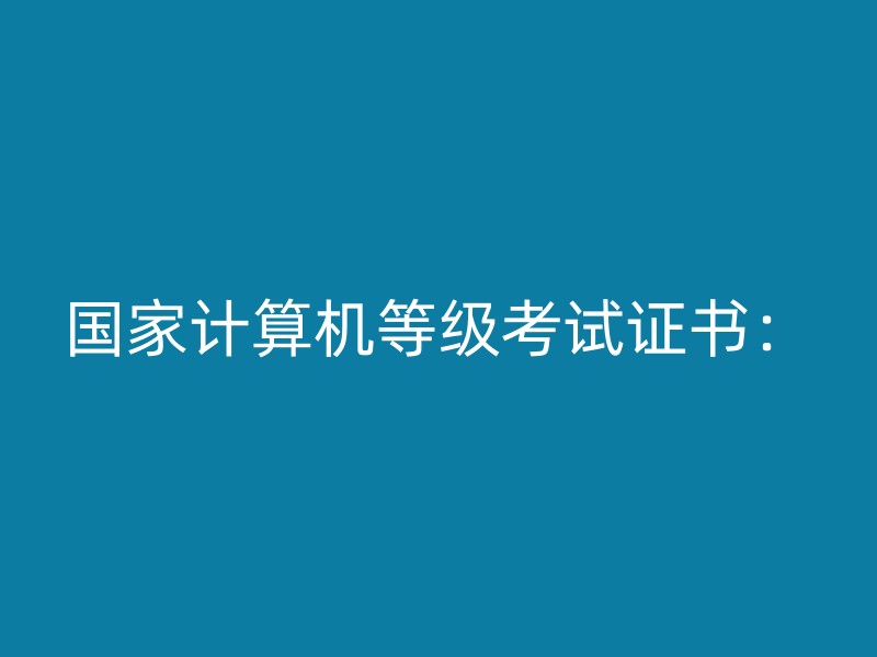 国家计算机等级考试证书：