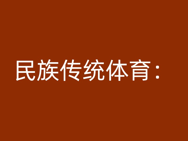 民族传统体育：