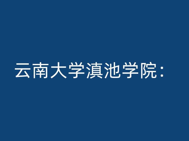 云南大学滇池学院：