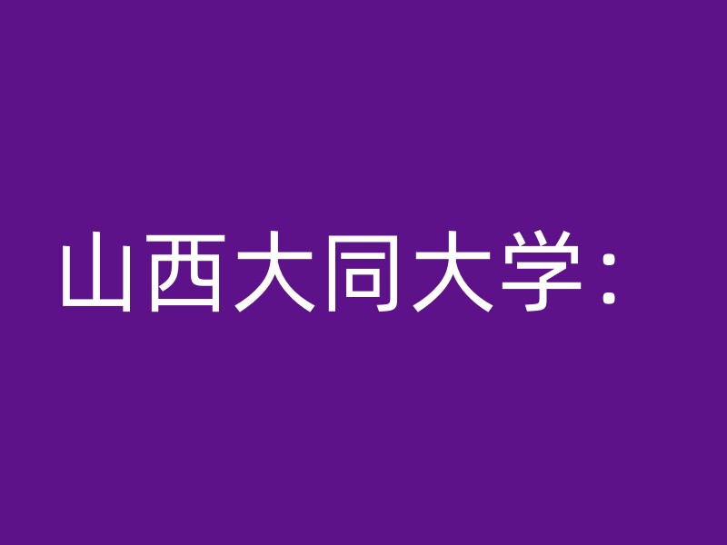 山西大同大学：