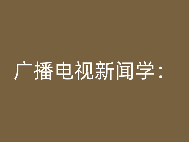 广播电视新闻学：