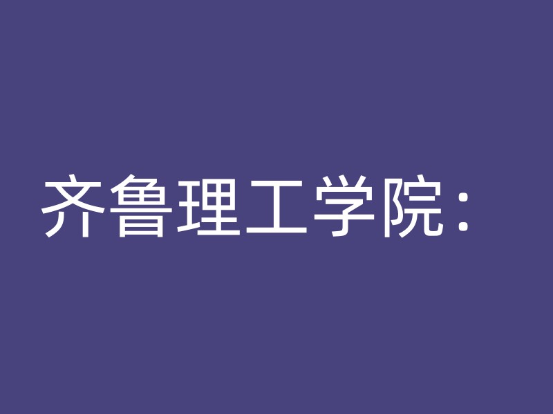 齐鲁理工学院：