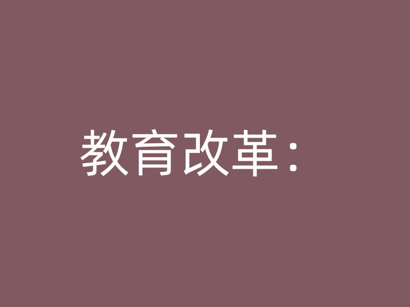 教育改革：