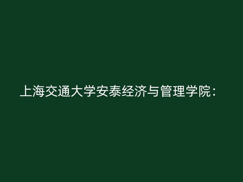 上海交通大学安泰经济与管理学院：