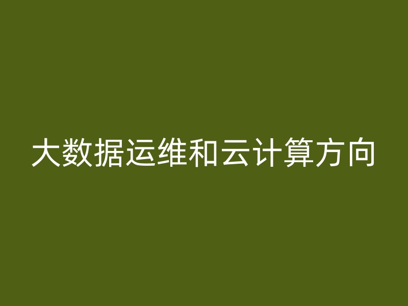 大数据运维和云计算方向