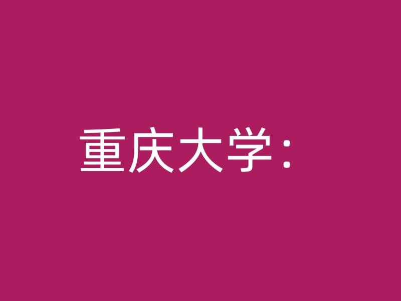 重庆大学：