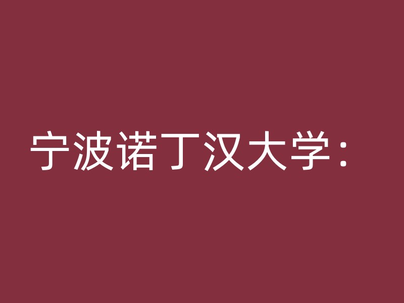 宁波诺丁汉大学：