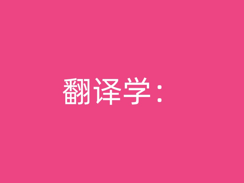 翻译学：