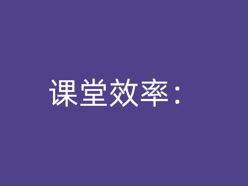 课堂效率：