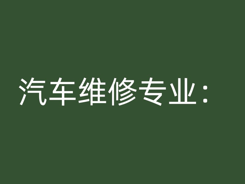 汽车维修专业：