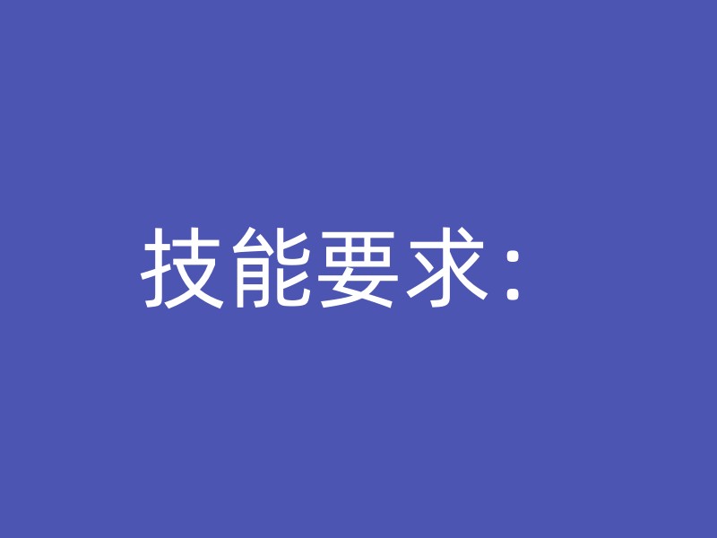 技能要求：