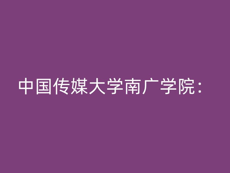 中国传媒大学南广学院：