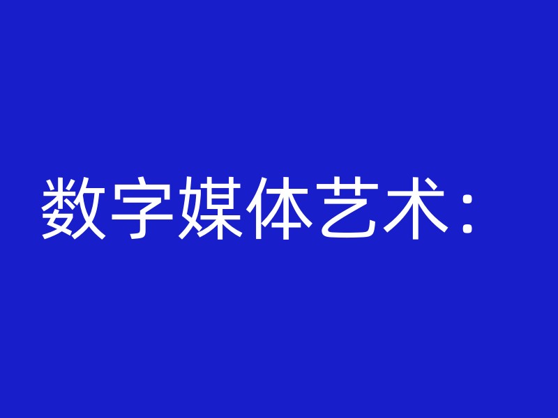 数字媒体艺术：