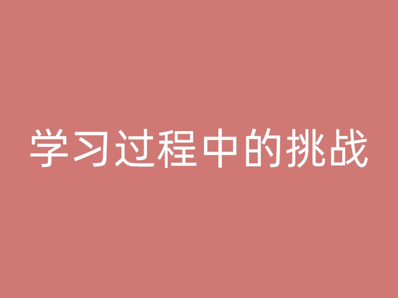 学习过程中的挑战